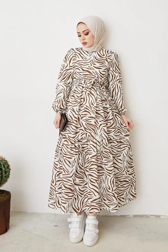 Brown Pattern Design Daily Dress