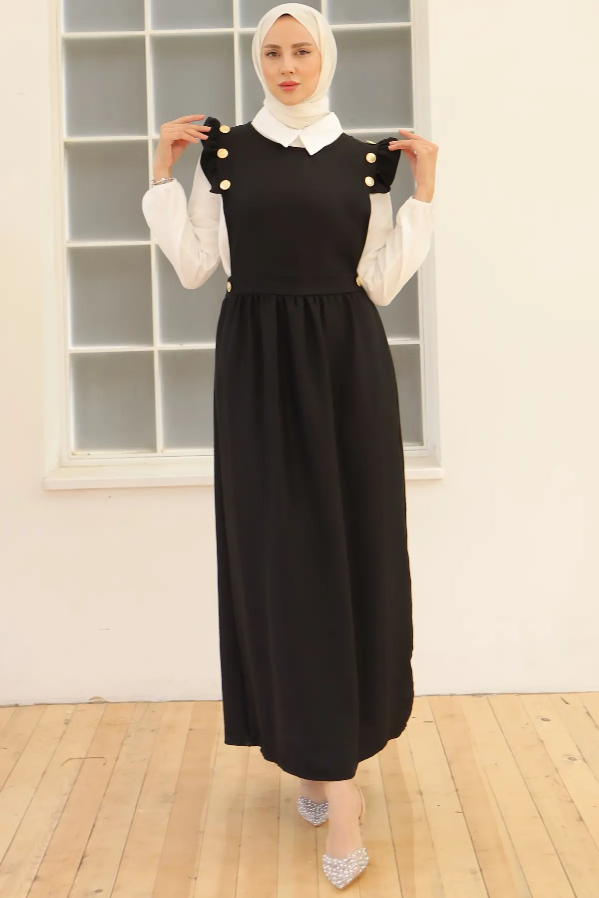 Button Detailed Double Dress