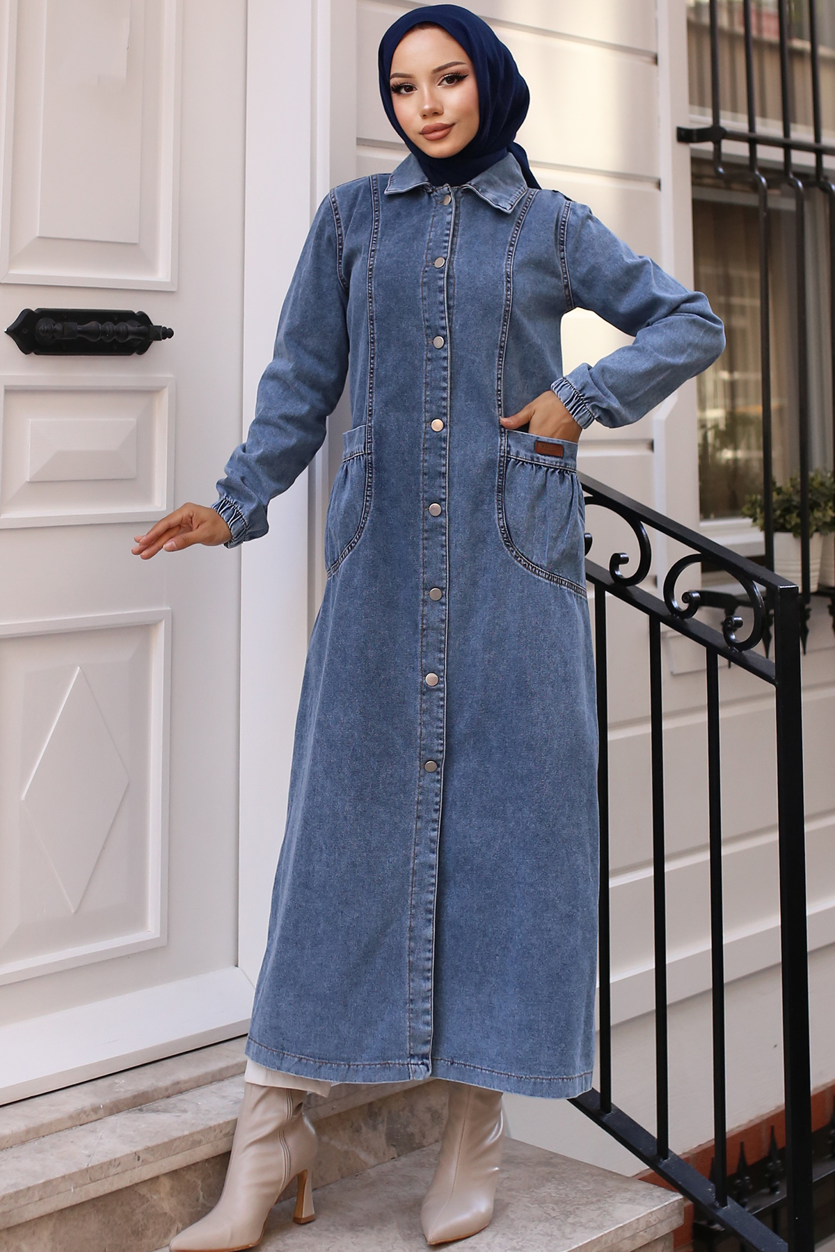 Button Front Denim Coat