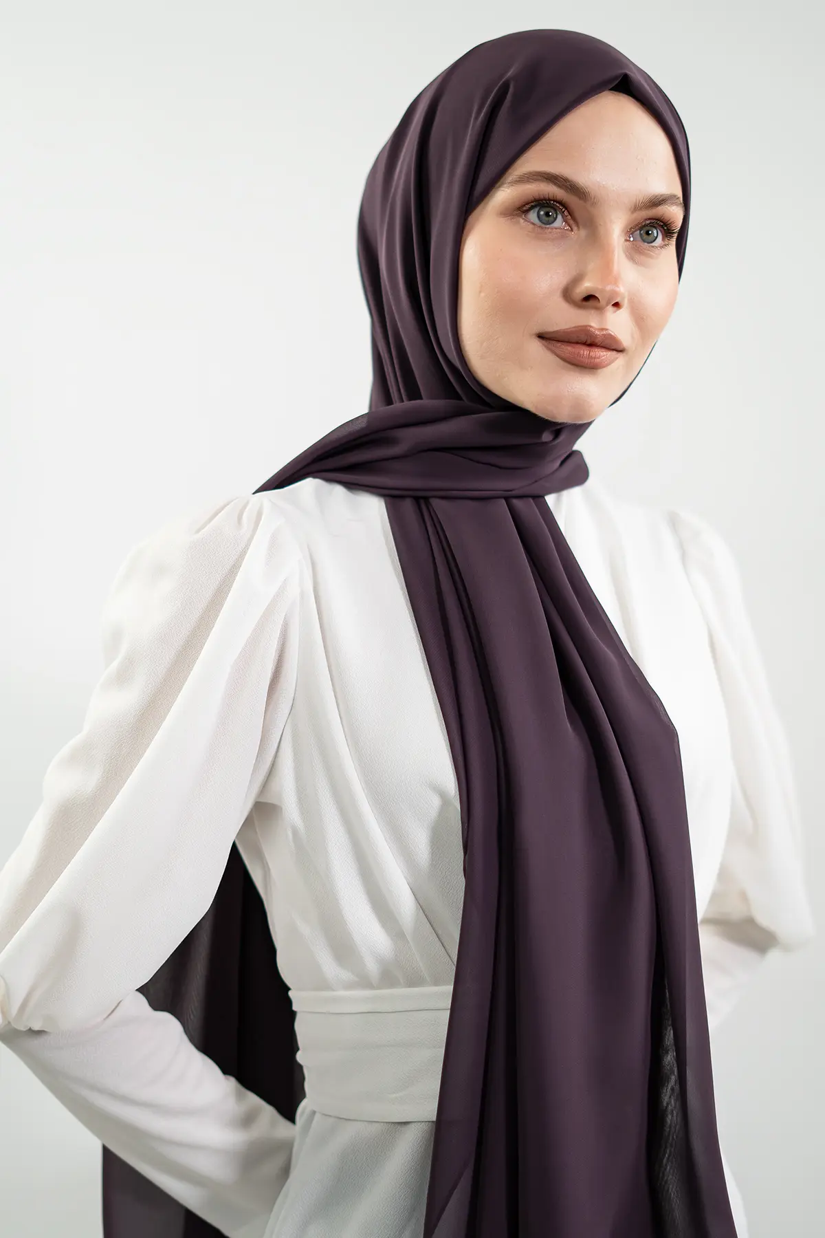 Chiffon Eggplant Purple. Shawl