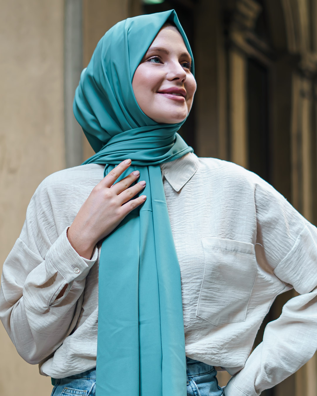 Chiffon Petrolium Blue Shawl