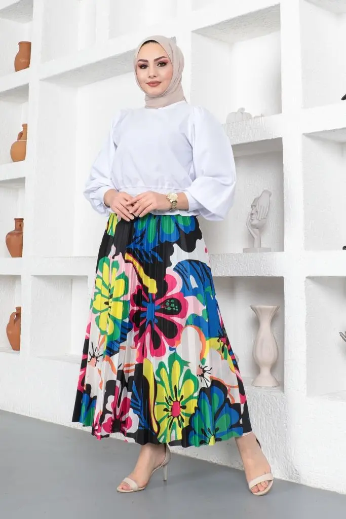 Fuchsia Hijab Pleated Skirt