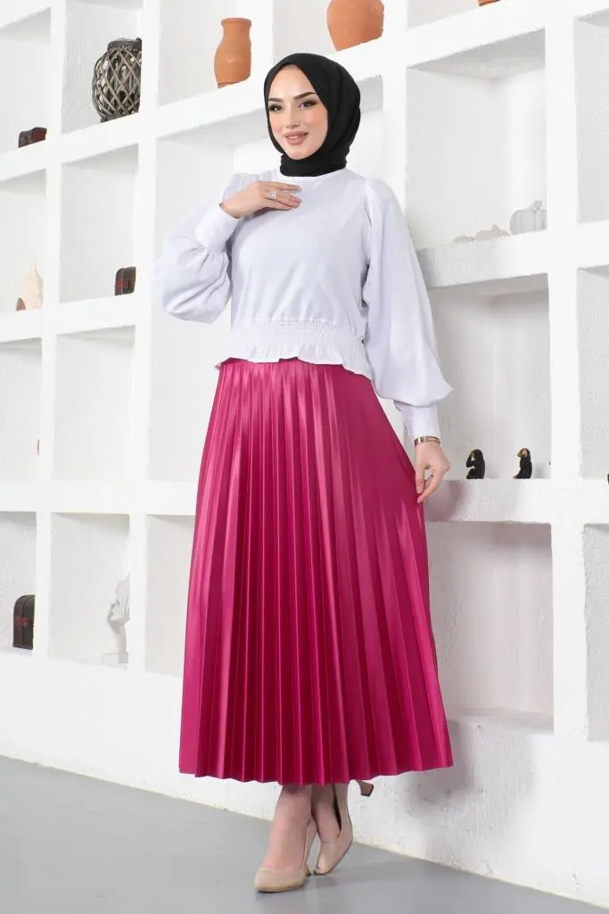 Fuschsia Hijab Pleated Skirt