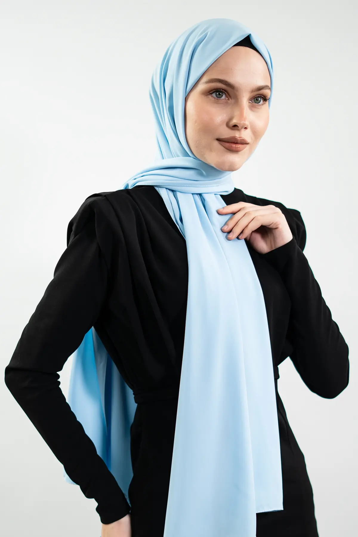 Madina Silk Baby Blue Shawl