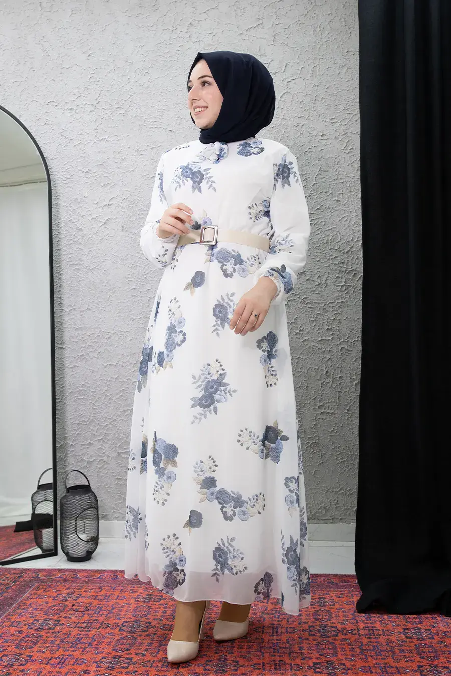 New Season Floral Patterned Hijab Dress