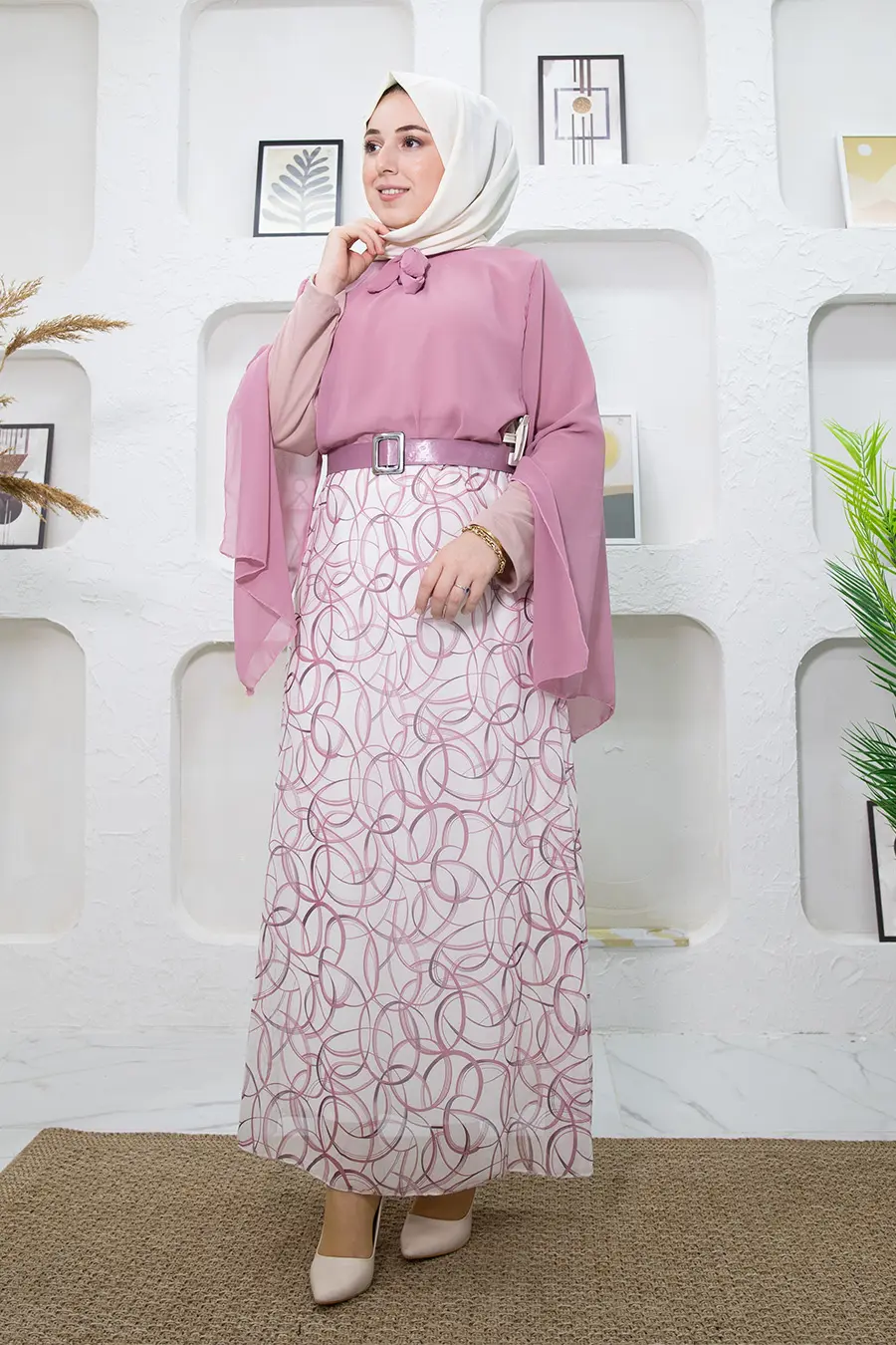 New Season Skirt Patterned Hijab Dress