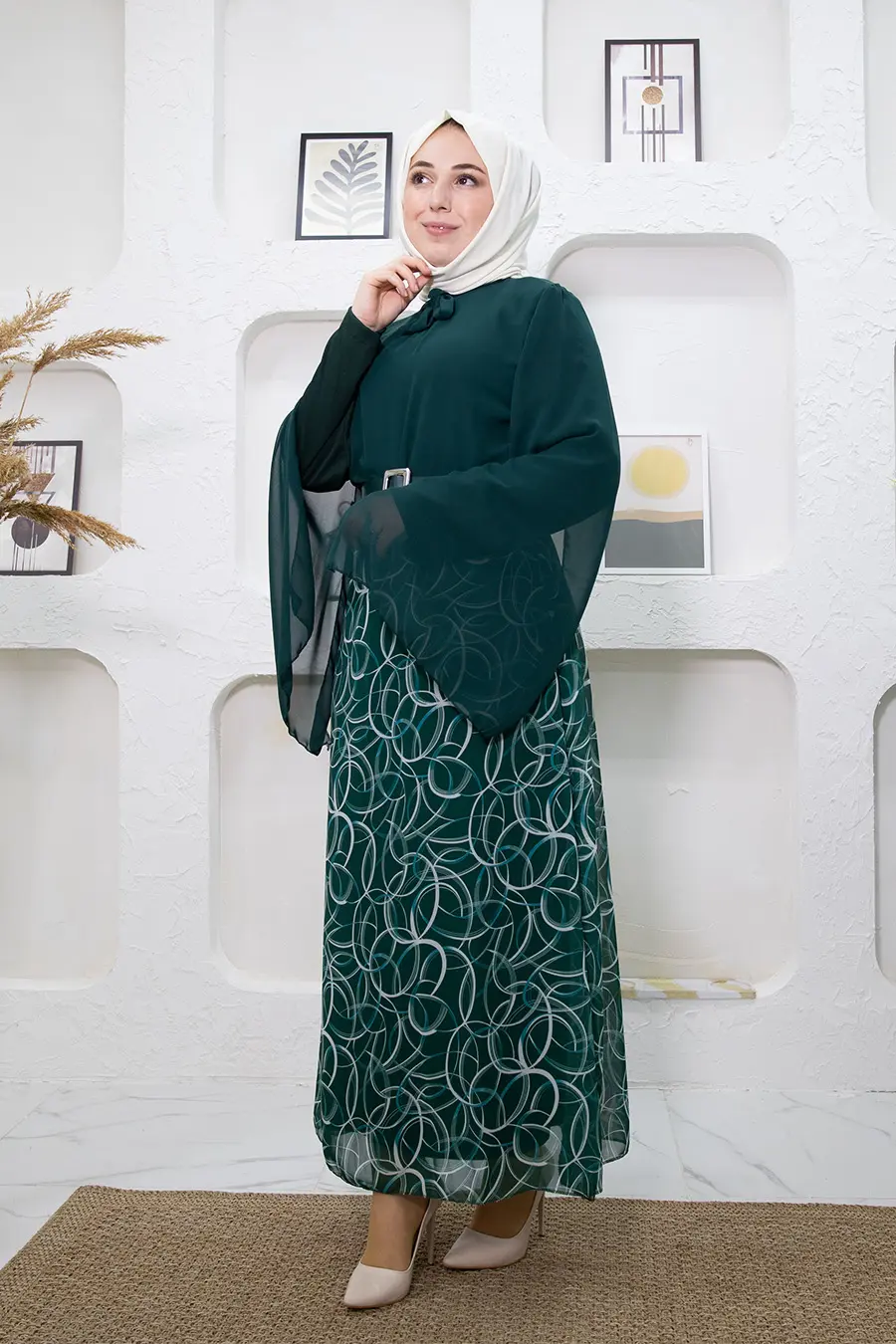 New Season Skirt Patterned Hijab Dress