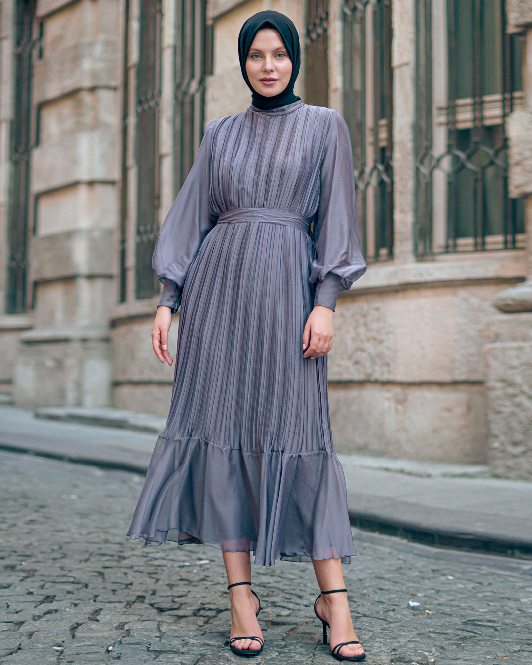 Pleated Janjan Evening Dress