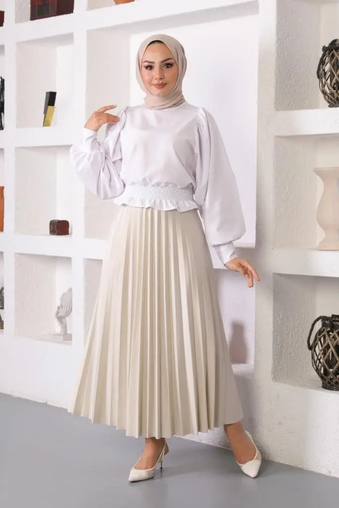 Stone Hijab Pleated Skirt