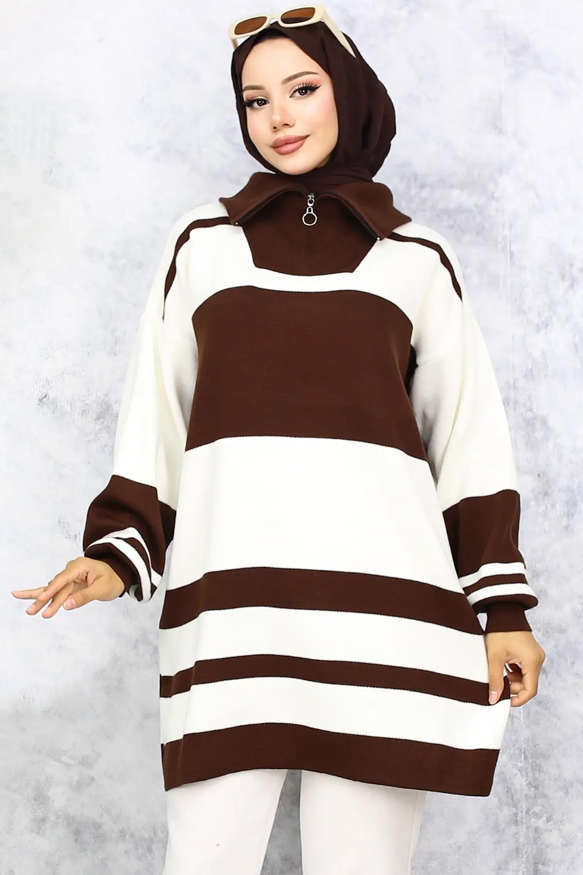 Sweater Tunic With Zipper Neck