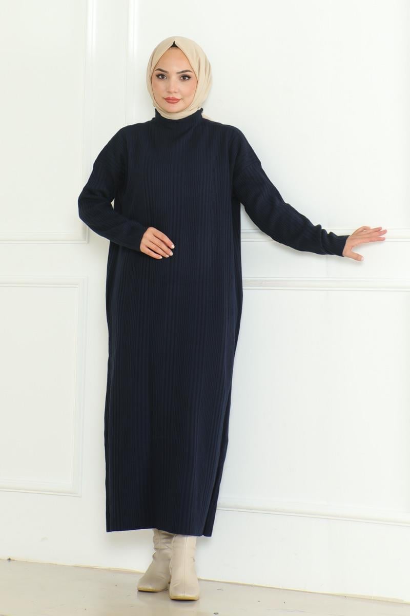 Textured Knitwear Hijab Dress