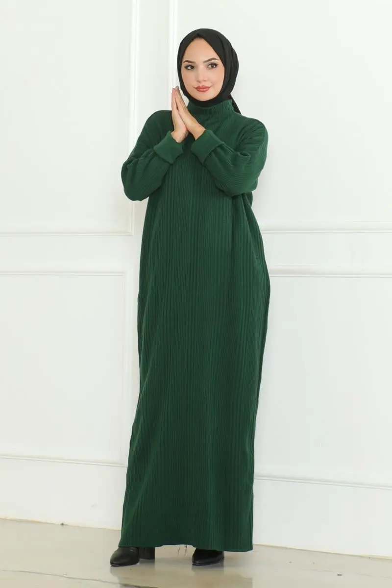 Textured Knitwear Hijab Dress