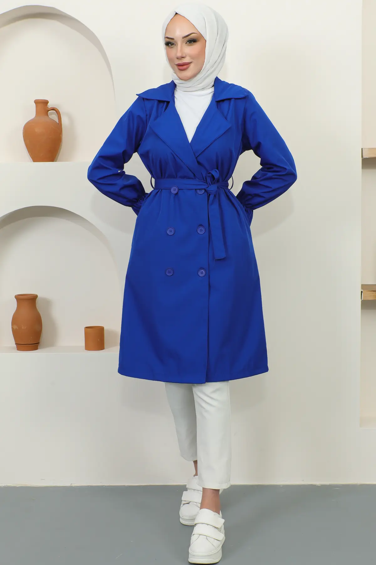 TRENCH COAT WITH ELASTIC SLEEVES