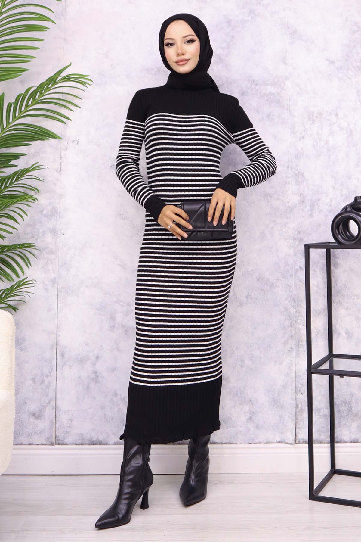 Turtleneck Striped Dress