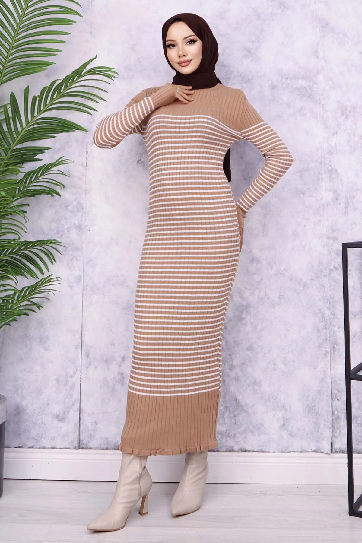 Turtleneck Striped Dress